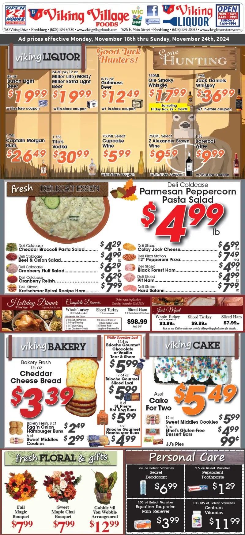 Weekly Liquor, Deli & Bakery Specials 11-18