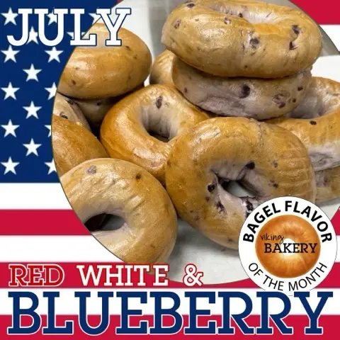 July Bagel of the Month Blueberry Bagel Flavor of the Month